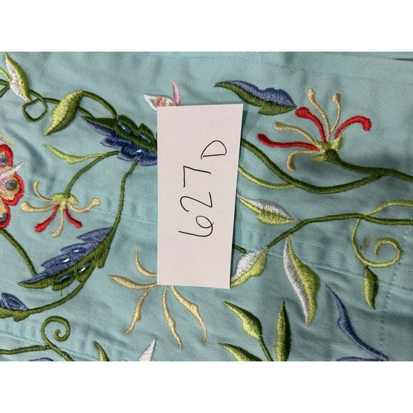 Quacker Factory Womens Embroidered Floral Jacket Size XL Light Blue Zip Front - Picture 9 of 10